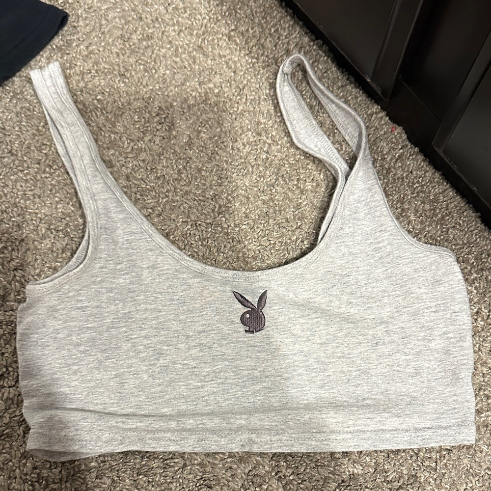 PLAYBOY Gray Crop Top